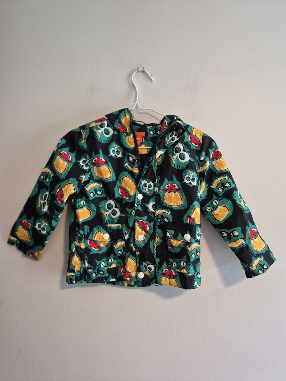 Joe Fresh Toddler 4 Multicoloured Monster Animal Fleece Lined Hooded Rain Jacket